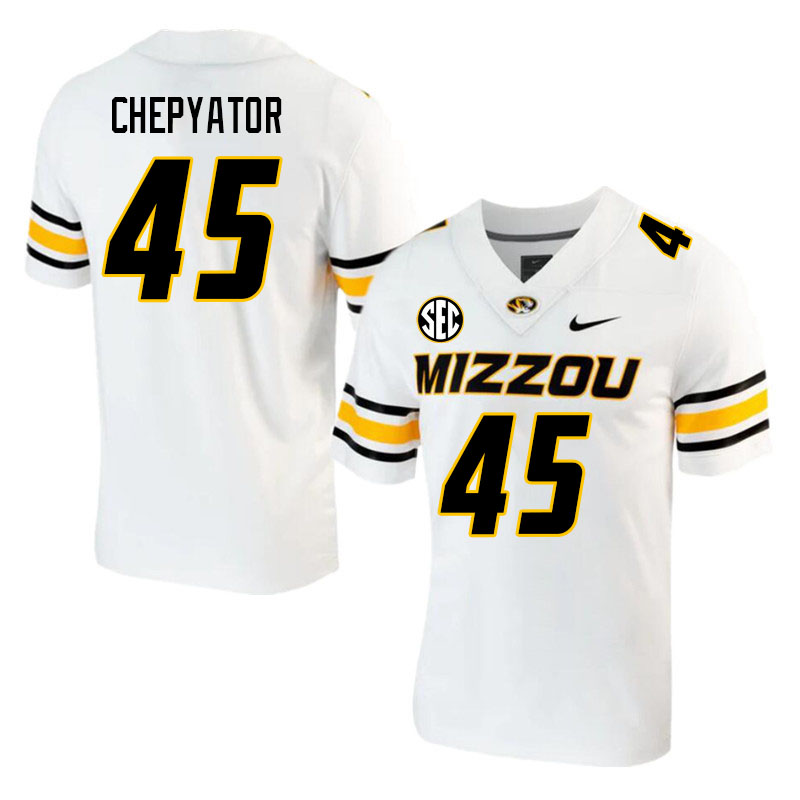 Men #45 Kibet Chepyator Missouri Tigers College 2023 Football Stitched Jerseys Sale-White